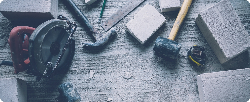 construction tool concrete block with free copyspace fpr your creativity ideas text