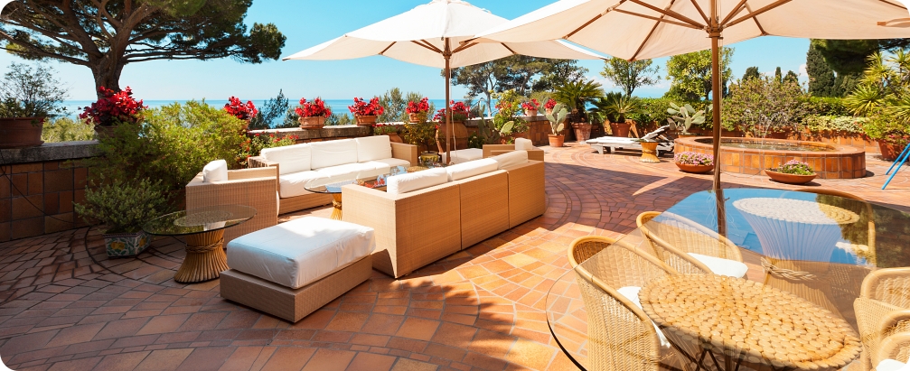 outside exterior with sea view from terrace
